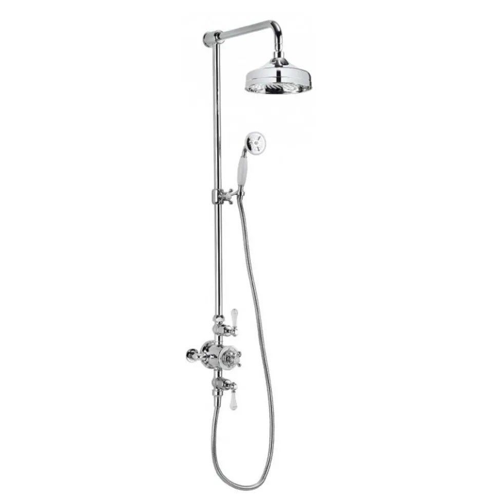 Crosswater Belgravia Multifunction Shower Valve with Slide Rail and Handset and Fixed Shower Head - 8 Inch Chrome Shower Head