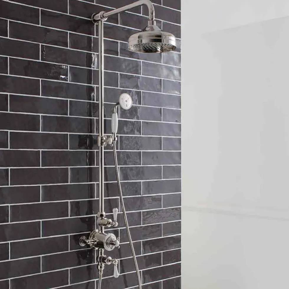 Crosswater Belgravia Multifunction Shower Valve with Slide Rail and Handset and Fixed Shower Head - 8 Inch Chrome Shower Head
