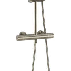 Crosswater Central Exposed Thermostatic Shower Valve with Rigid Riser & Handset Kit - Brushed Nickel