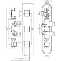 Crosswater Central 3 Outlet WRAS Approved Concealed Thermostatic Shower Valve