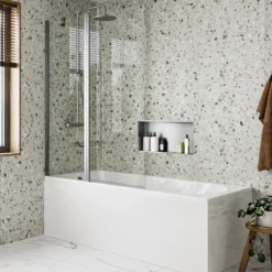Crosswater Clear 6 6mm Easy Clean Double Panel Hinged Bath Screen - 1500 x 1150mm