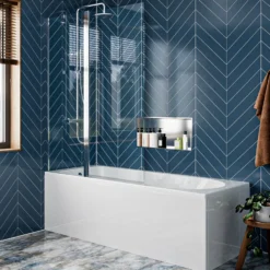 Crosswater Clear 6 6mm Easy Clean Double Panel Hinged Bath Screen - 1500 x 1150mm