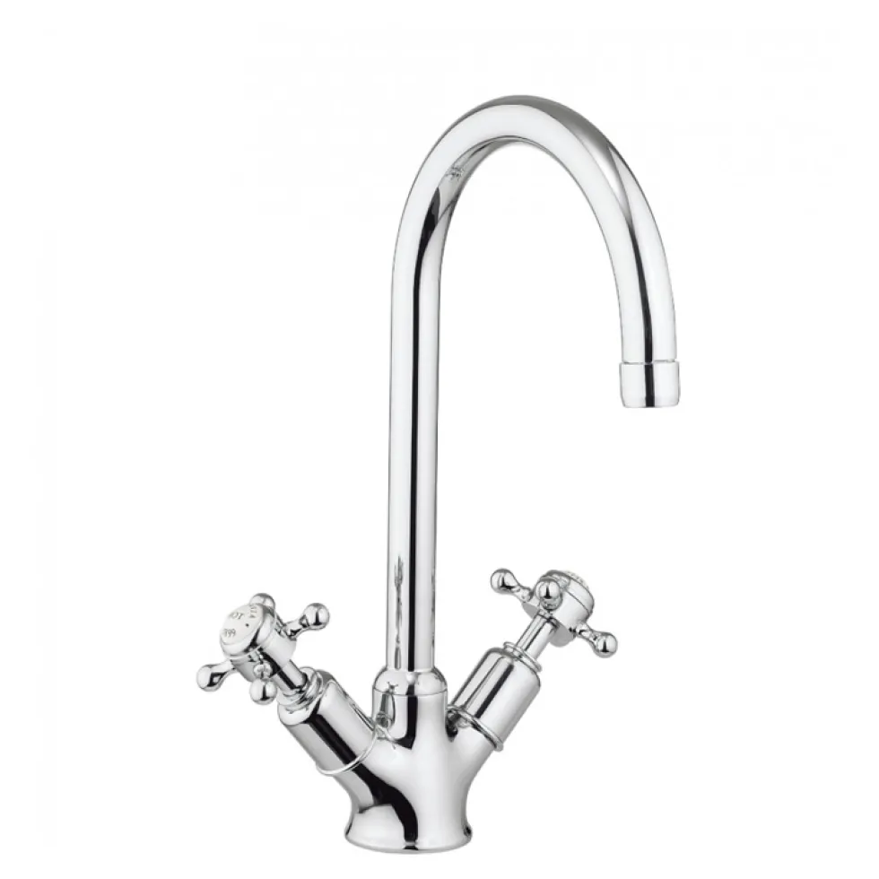Crosswater Cucina Belgravia Crosshead Twin Handle Kitchen Mixer with Swivel Spout