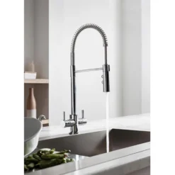 Crosswater Cucina Cook Dual Control Mono Kitchen Mixer with Flexi Spray - Chrome