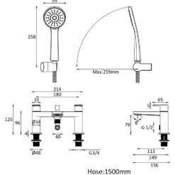 Crosswater Drift Bath Shower Mixer Tap & Kit