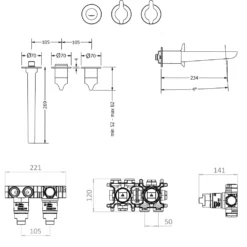 Crosswater Foile Module 3 Outlet Shower Valve & Bath Spout