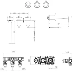Crosswater Foile Module 2 Outlet Shower Valve & Bath Spout