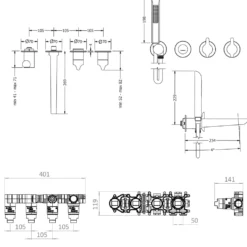 Crosswater Foile Module 2 Outlet Shower Valve, Bath Spout & Handset