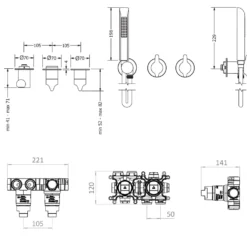 Crosswater Foile Module 3 Outlet Shower Valve & Handset