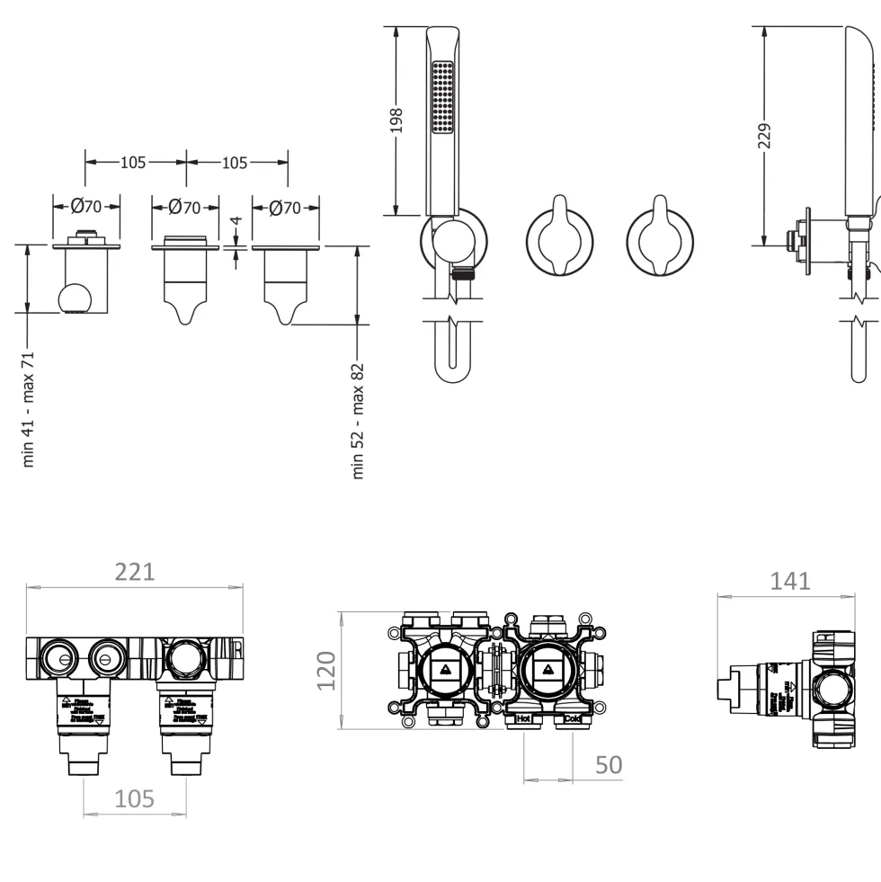 Crosswater Foile Module 3 Outlet Shower Valve & Handset
