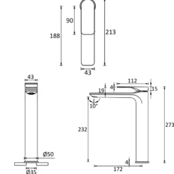 Crosswater Fuse Tall Mono Basin Mixer Tap with Click Clack Waste