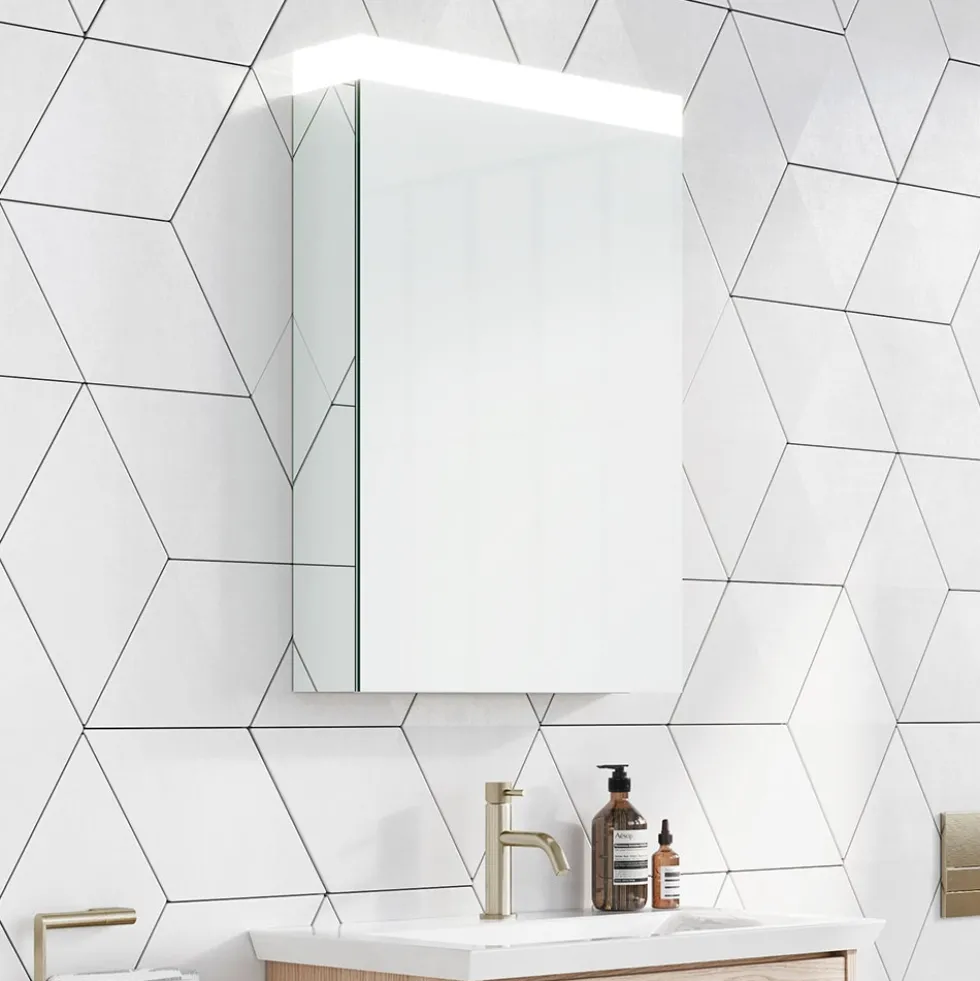 Crosswater Image Illuminated Mirror Cabinet with Shaver Socket & Colour Change LED's - 500, 700 & 900mm