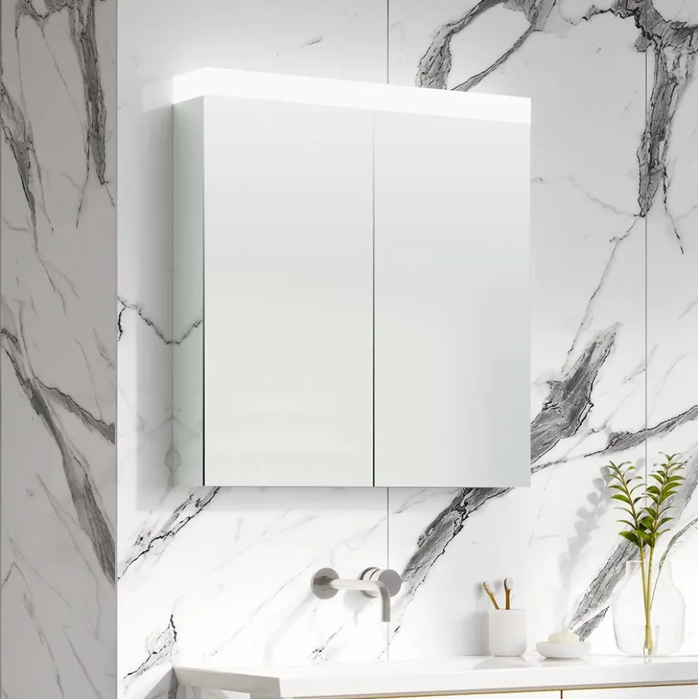Crosswater Image Illuminated Mirror Cabinet with Shaver Socket & Colour Change LED's - 500, 700 & 900mm