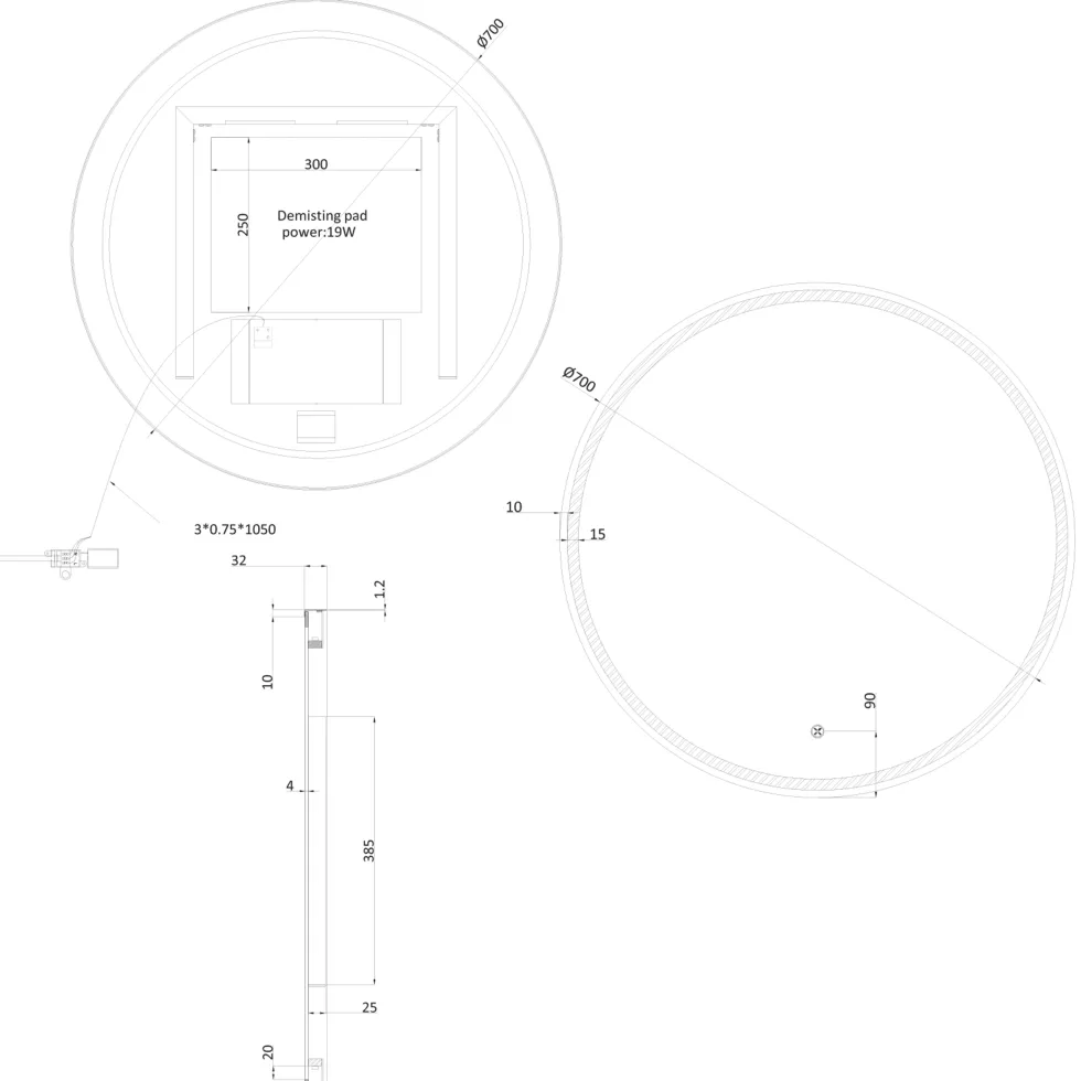 Crosswater Infinity Round Framed Illuminated Mirror with Colour Change LED - 500mm, 600mm & 700mm