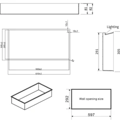 Crosswater Inset LED Illuminated Shower Niche - 610 x 305mm