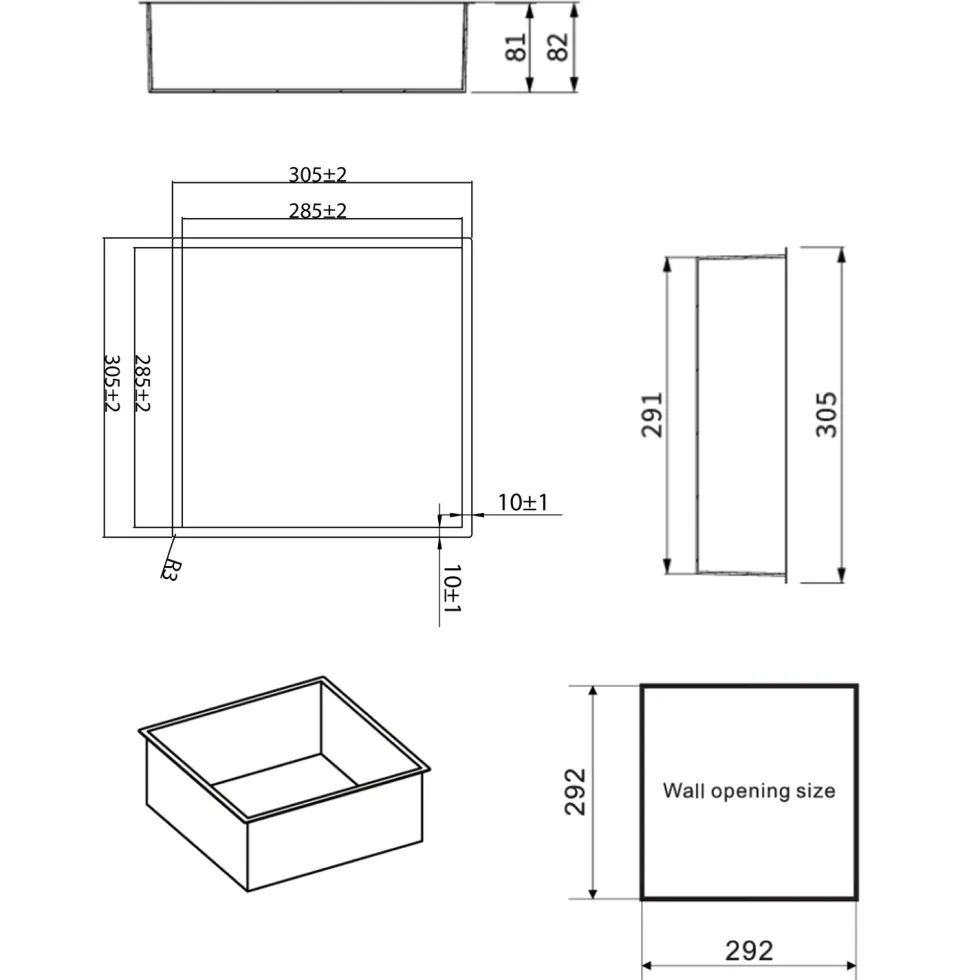 Crosswater Inset Shower Niche 305 x 305mm