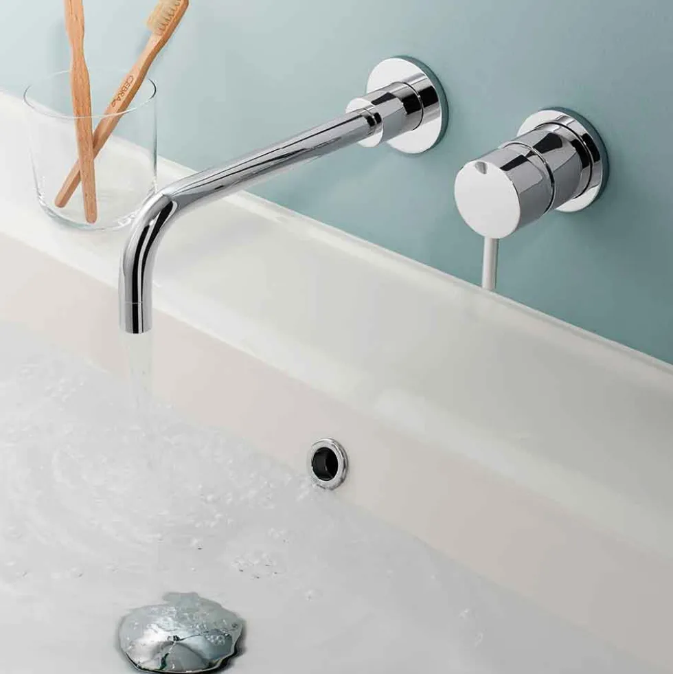 Crosswater Kai Lever 2 Hole Wall Mounted Basin Mixer Set