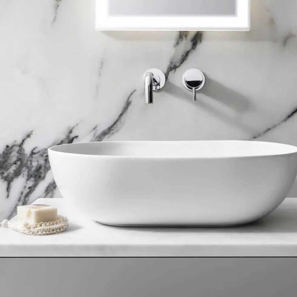 Crosswater Kai Lever 2 Hole Wall Mounted Basin Mixer Set