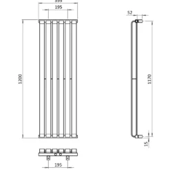 Crosswater Limit Towel Radiator - 1200 x 395mm