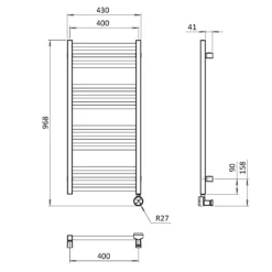 Crosswater MPRO Electric Brushed Brass Heated Towel Rail