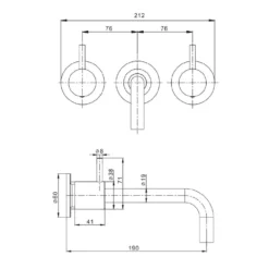 Crosswater MPRO 3 Hole Wall Mounted Basin Mixer Tap