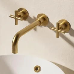 Crosswater MPRO 3 Hole Wall Mounted Basin Mixer Tap with Crosshead Handles