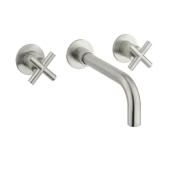 Crosswater MPRO 3 Hole Wall Mounted Basin Mixer Tap with Crosshead Handles