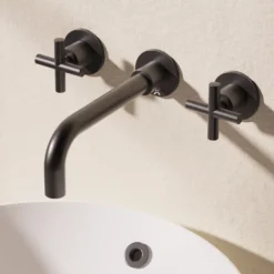 Crosswater MPRO 3 Hole Wall Mounted Basin Mixer Tap with Crosshead Handles