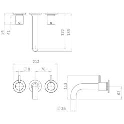 Crosswater MPRO 3 Hole Wall Mounted Bath Filler Tap
