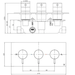 Crosswater MPRO 2 Outlet Concealed Thermostatic Shower Valve (3 Handles)