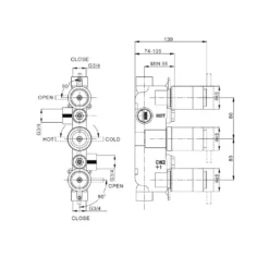 Crosswater MPRO 2 Outlet Concealed Thermostatic Shower Valve (3 Handles)