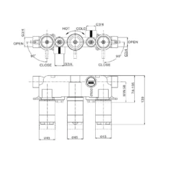Crosswater MPRO 2 Outlet Concealed Thermostatic Shower Valve (3 Handles)