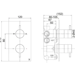 Crosswater MPRO 2 Outlet Concealed Thermostatic Shower Valve
