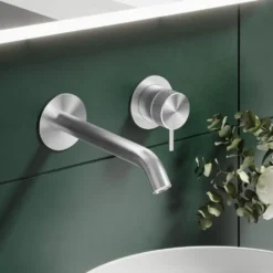 Crosswater 3ONE6 Stainless Steel Wall Mounted 2 Hole Basin Mixer Tap