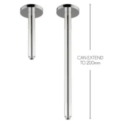 Crosswater Rex Chrome Extendable Ceiling Mounted Shower Arm - 80mm, 120mm & 200mm