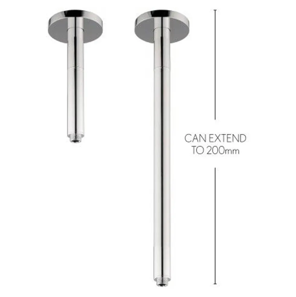 Crosswater Rex Chrome Extendable Ceiling Mounted Shower Arm - 80mm, 120mm & 200mm