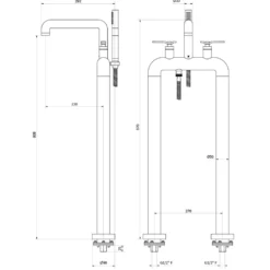 Crosswater Union Freestanding Matt Black Bath Filler & Shower Kit with Lever Handles
