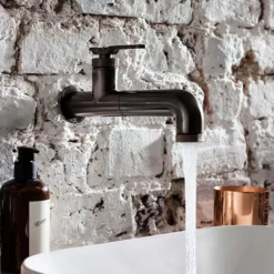 Crosswater Union 1 Hole Wall Mounted Basin Mixer Tap - Brushed Black Chrome
