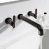 Crosswater Union 3 Hole Wall Mounted Basin Mixer Tap with Levers - Brushed Black Chrome