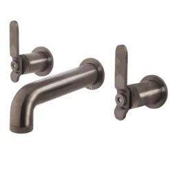 Crosswater Union 3 Hole Wall Mounted Basin Mixer Tap with Levers - Brushed Black Chrome