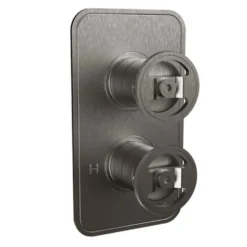 Crosswater Union 2 Outlet Concealed Thermostatic Shower Valve with Wheels - Brushed Black Chrome