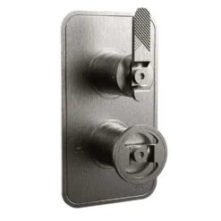 Crosswater Union 1 Outlet Concealed Thermostatic Shower Valve with Lever & Wheel - Brushed Black Chrome