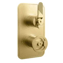 Crosswater Union 1 Outlet Concealed Thermostatic Shower Valve with Lever & Wheel - Brushed Brass