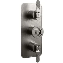 Crosswater Union 2 Outlet 3 Handle Concealed Thermostatic Shower Valve with Wheel & Levers - Brushed Black Chrome