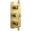 Crosswater Union 2 Outlet 3 Handle Concealed Thermostatic Shower Valve with Wheel & Levers - Brushed Brass