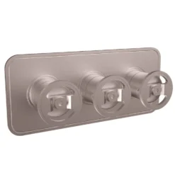 Crosswater Union 3 Outlet Landscape Concealed Thermostatic Shower Valve with Wheels - Brushed Nickel