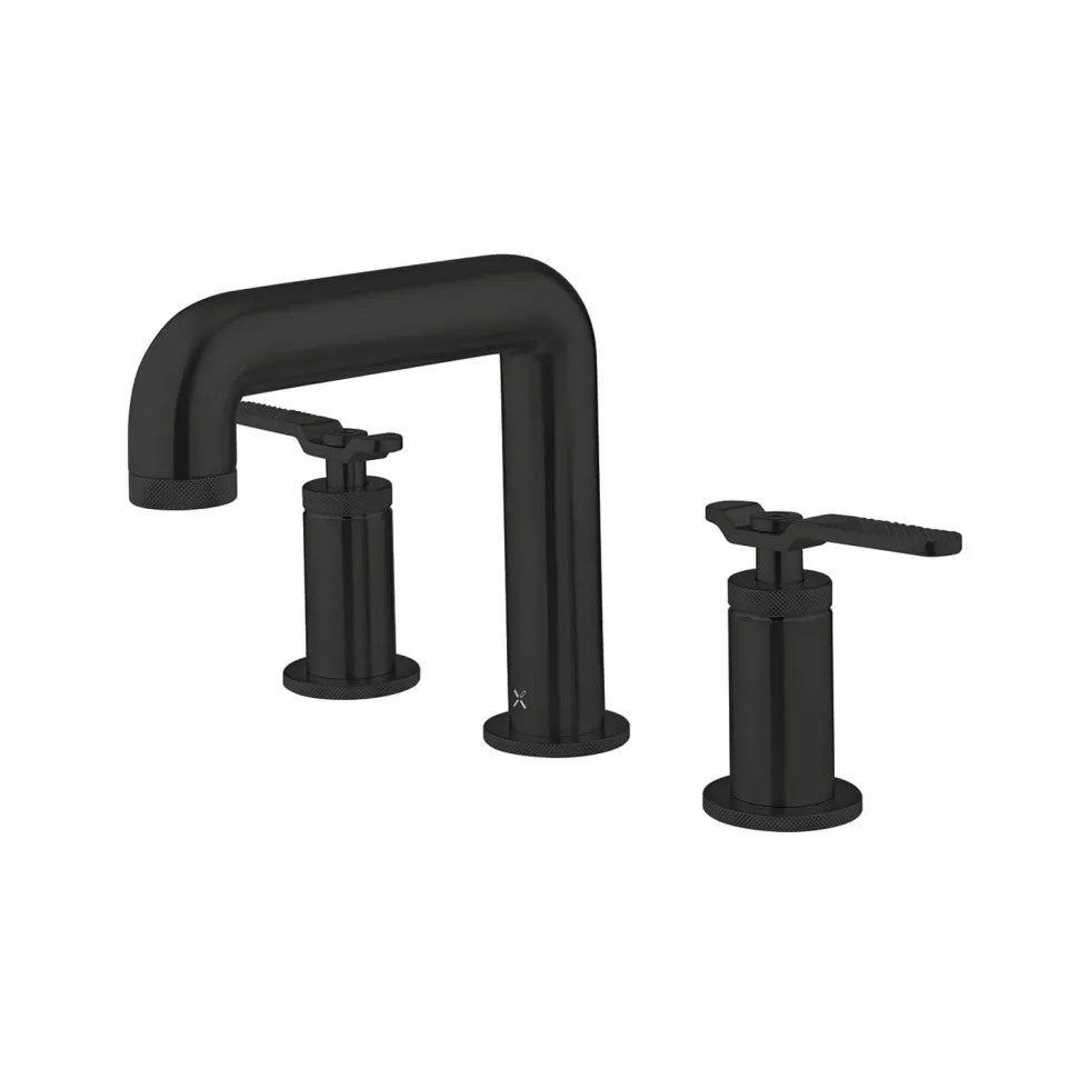 Crosswater Union WRAS Approved 3 Hole Basin Mixer Tap with Levers - Matt Black