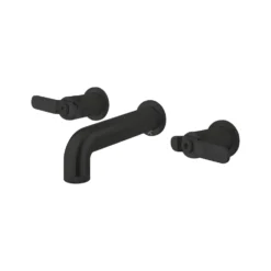 Crosswater Union WRAS Approved 3 Hole Wall Mounted Basin Mixer Tap with Levers - Matt Black