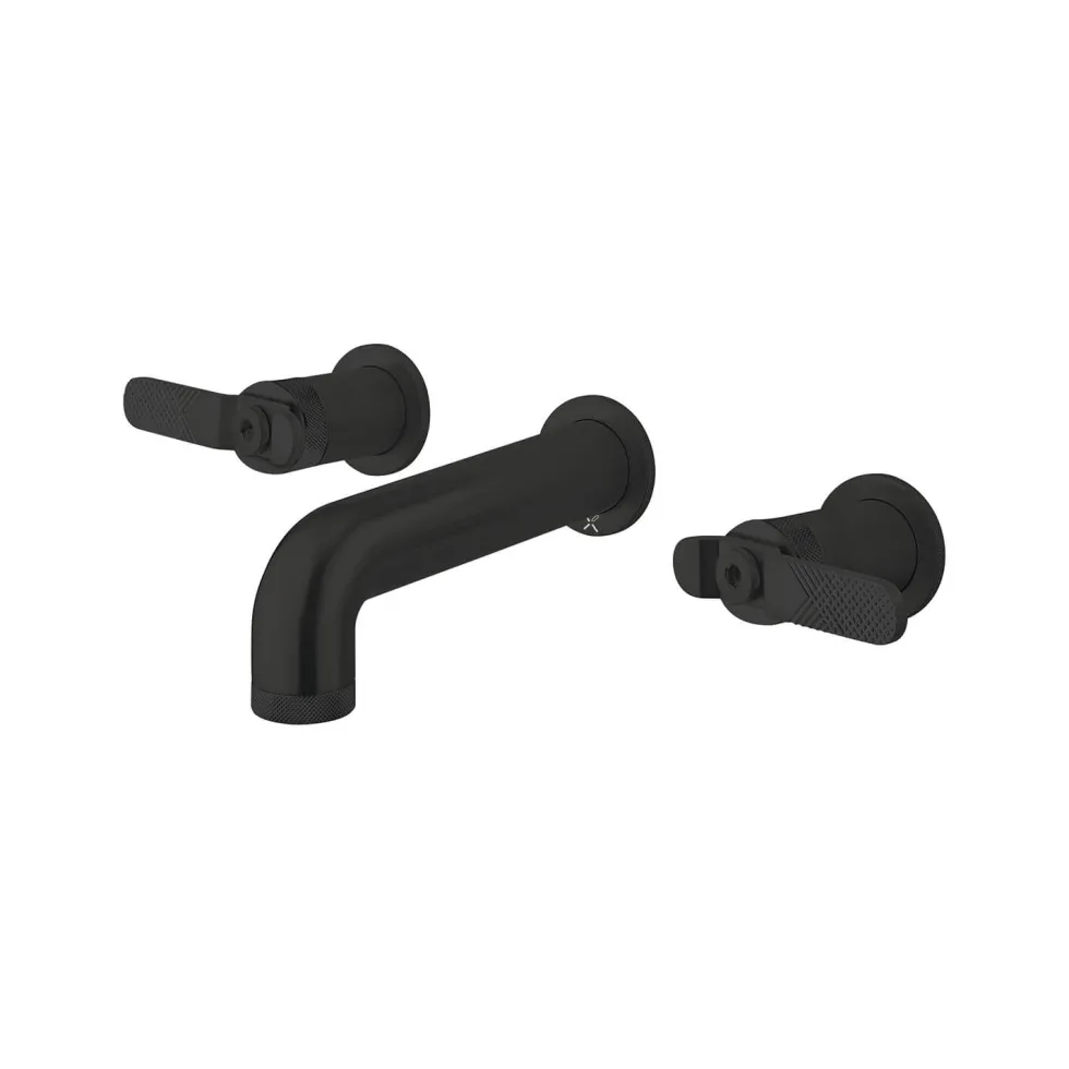Crosswater Union WRAS Approved 3 Hole Wall Mounted Basin Mixer Tap with Levers - Matt Black