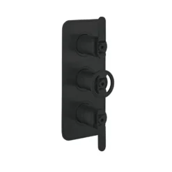 Crosswater Union WRAS Approved Matt Black 2 Outlet 3 Handle Concealed Thermostatic Shower Valve